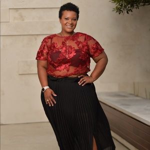 Sheer crop top and skirt with split